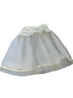 Oops! My Dear Vintage Ivory Crinoline Tulle Skirt With Satin Trim Size 14